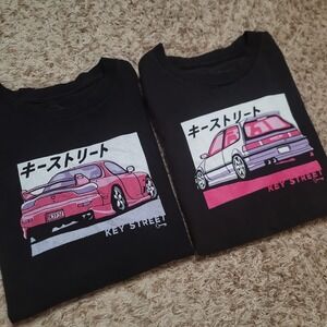 Key Street Shirt Mens Small Black JDM Car Graphic Japanese Katakana Tee Lot of 2